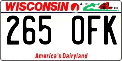 WI license plate 265OFK