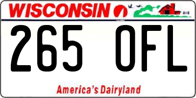 WI license plate 265OFL