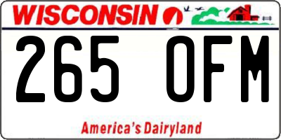 WI license plate 265OFM