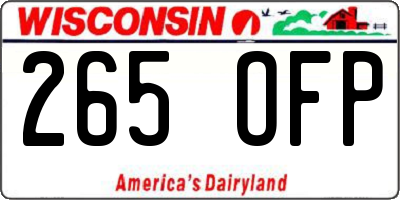 WI license plate 265OFP