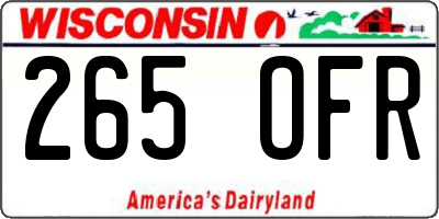 WI license plate 265OFR