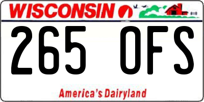 WI license plate 265OFS