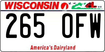 WI license plate 265OFW