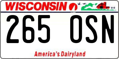 WI license plate 265OSN