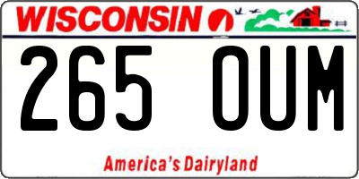 WI license plate 265OUM