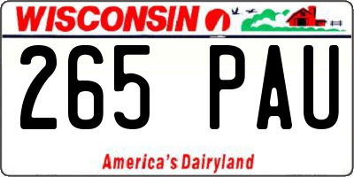 WI license plate 265PAU