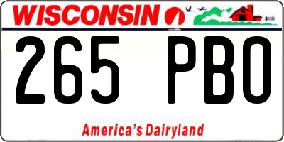 WI license plate 265PBO