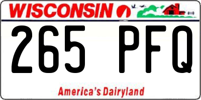 WI license plate 265PFQ