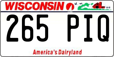 WI license plate 265PIQ