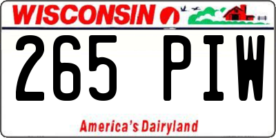 WI license plate 265PIW