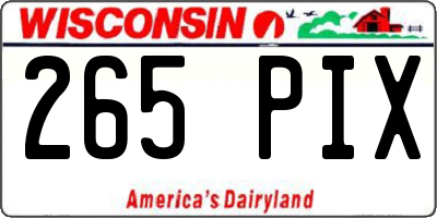 WI license plate 265PIX