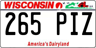 WI license plate 265PIZ