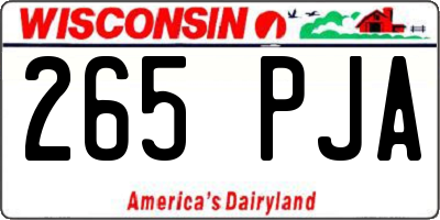 WI license plate 265PJA