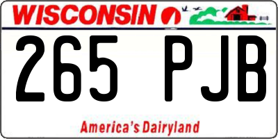 WI license plate 265PJB