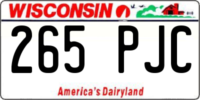 WI license plate 265PJC