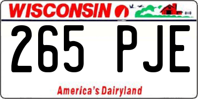 WI license plate 265PJE