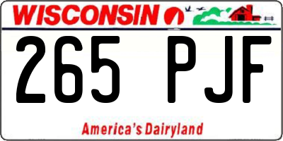 WI license plate 265PJF