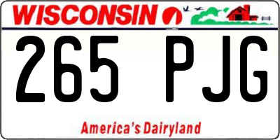WI license plate 265PJG