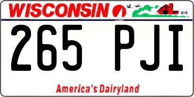 WI license plate 265PJI