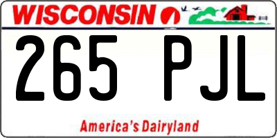 WI license plate 265PJL