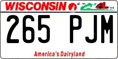 WI license plate 265PJM