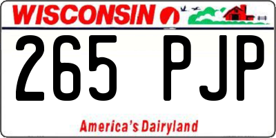 WI license plate 265PJP