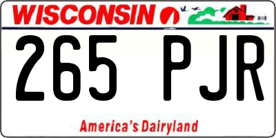 WI license plate 265PJR