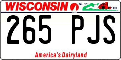 WI license plate 265PJS