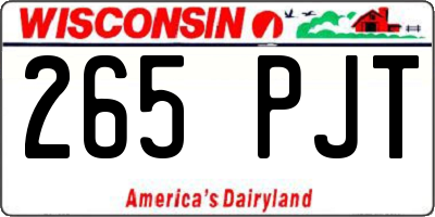 WI license plate 265PJT