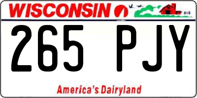 WI license plate 265PJY