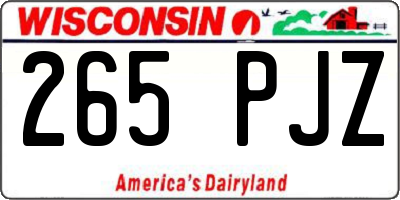 WI license plate 265PJZ