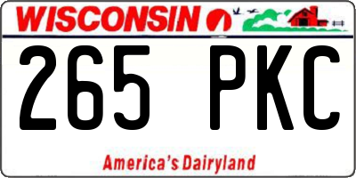 WI license plate 265PKC