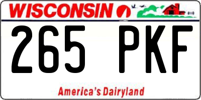 WI license plate 265PKF