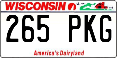WI license plate 265PKG