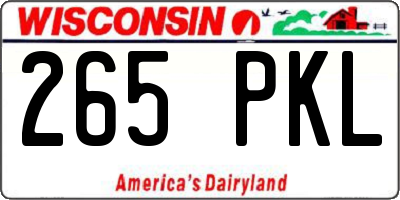 WI license plate 265PKL