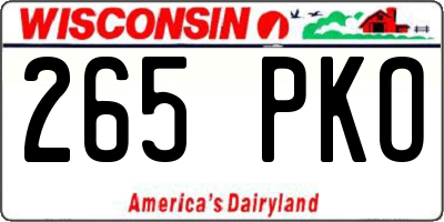 WI license plate 265PKO