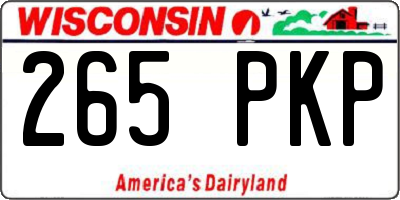 WI license plate 265PKP