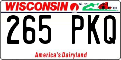 WI license plate 265PKQ