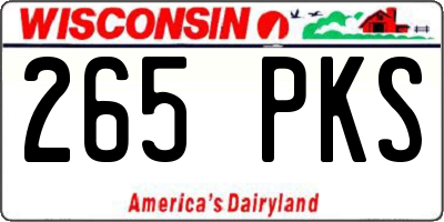 WI license plate 265PKS