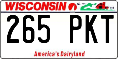 WI license plate 265PKT