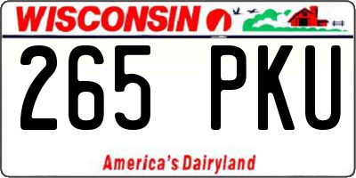 WI license plate 265PKU