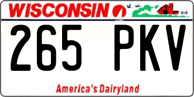 WI license plate 265PKV