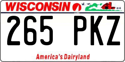 WI license plate 265PKZ