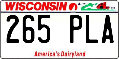 WI license plate 265PLA