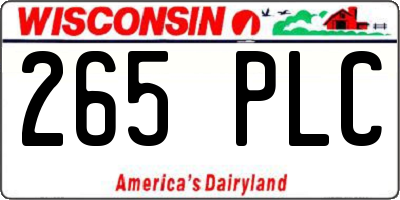 WI license plate 265PLC
