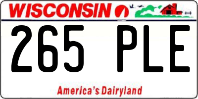 WI license plate 265PLE