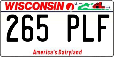 WI license plate 265PLF