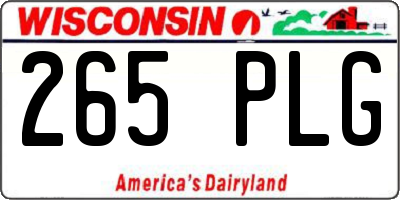 WI license plate 265PLG