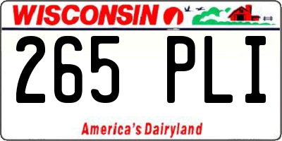 WI license plate 265PLI