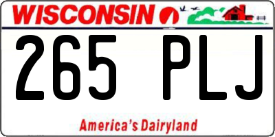 WI license plate 265PLJ